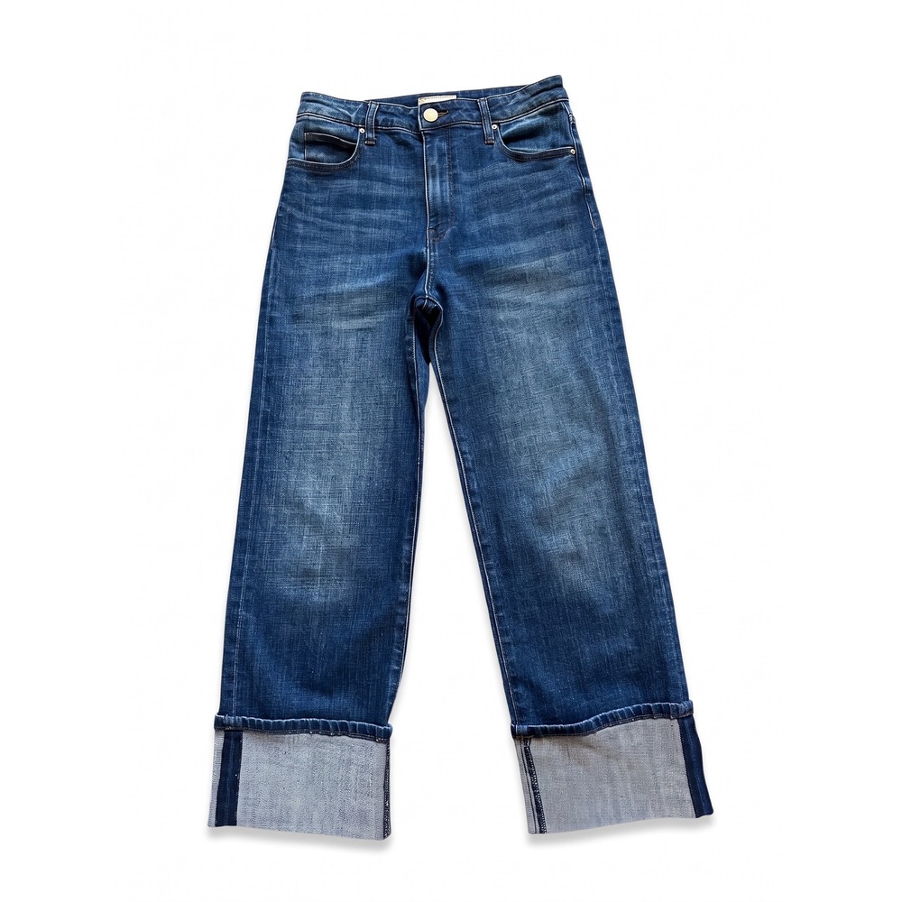 Retro Kut from the Kloth Sienna Wide Leg High Rise Cuffed Jeans 0 Dark Wash